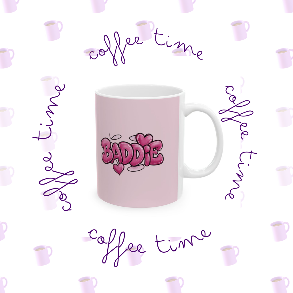 Baddie Heart Bubble Text mug | Ceramic Mug