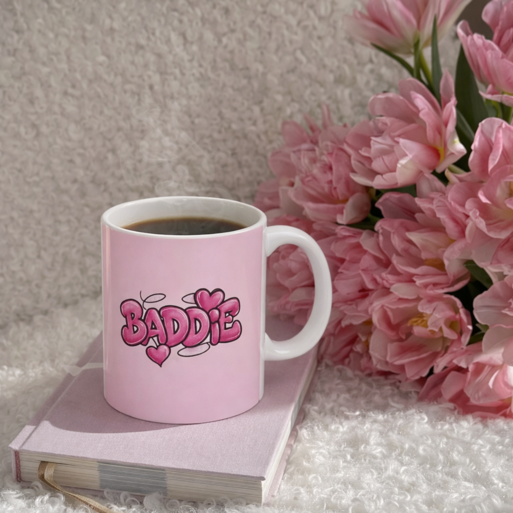 Baddie Heart Bubble Text mug | Ceramic Mug
