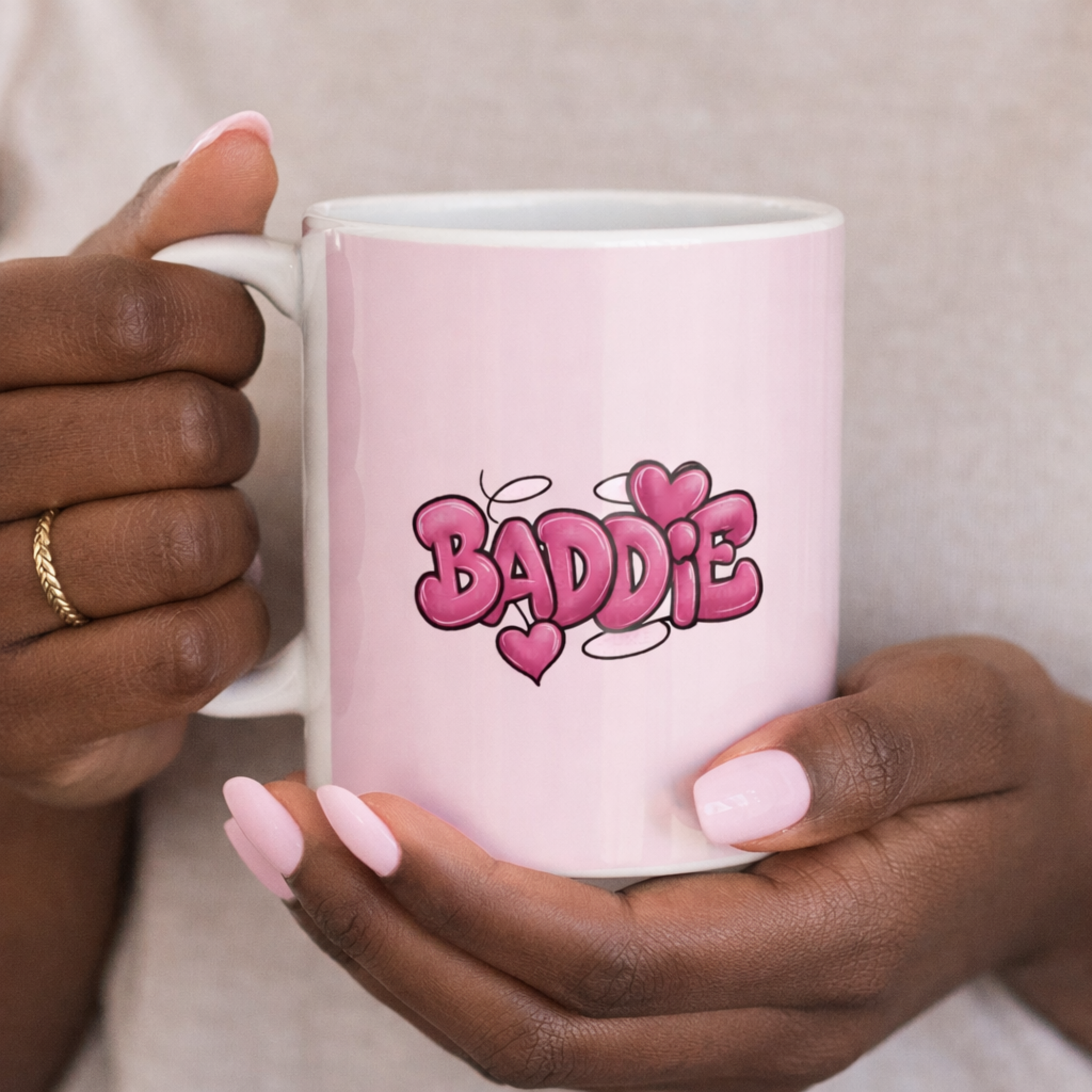 Baddie Heart Bubble Text mug | Ceramic Mug